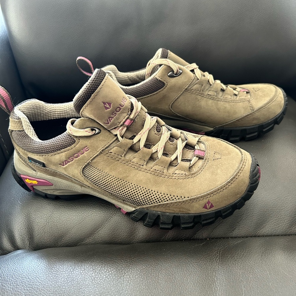 Vasque Tan and Pink Trail Shoes 8